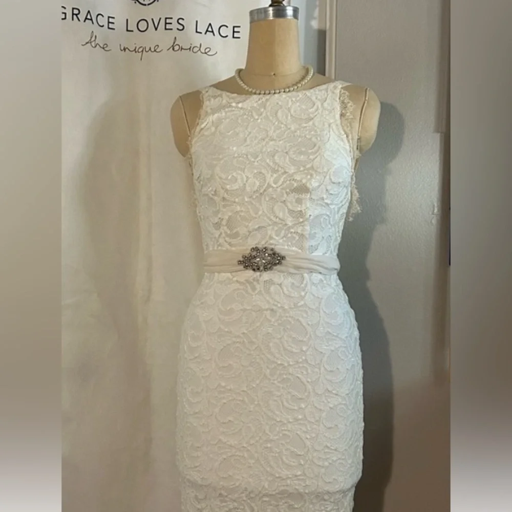 Grace Loves Lace Wedding Dress SHORT- above the knee!!!! Worn once. - Picture 4 of 7
